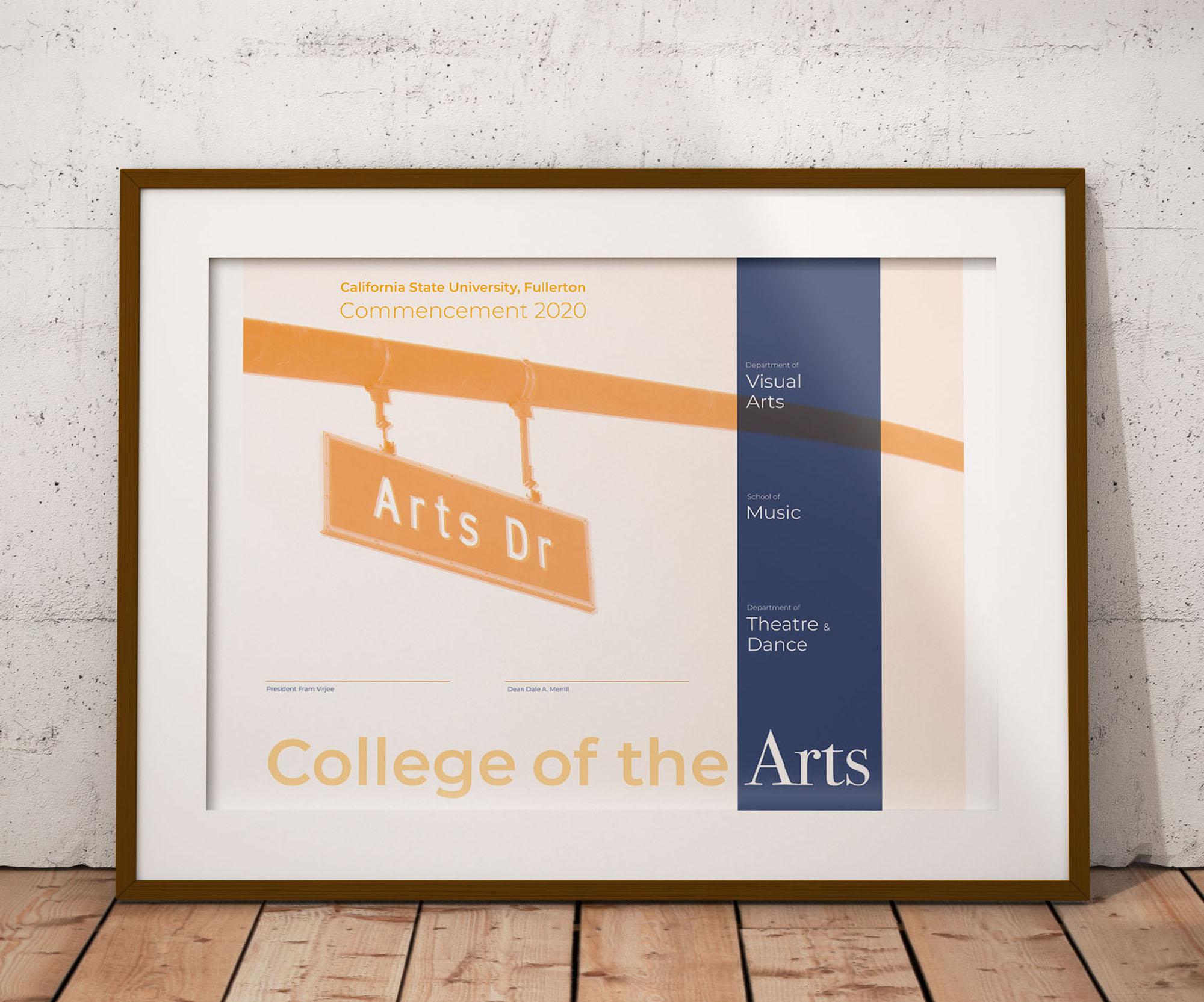 California State University, Fullerton, College of the Arts Graduation Ceremony Certificate